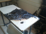 بالصور: أضرار بمحتويات مدرسة دار الحكمة "طوماشين" بسبب حريق في المدرسة